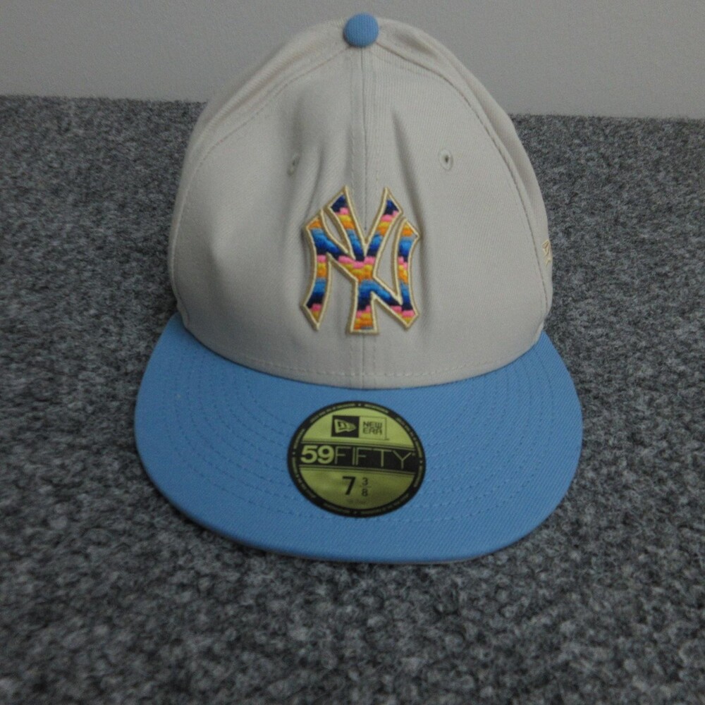 New York Yankees Hat Cap Fitted Mens 7 3/8 Blue MLB Baseball 59FIFTY New Era